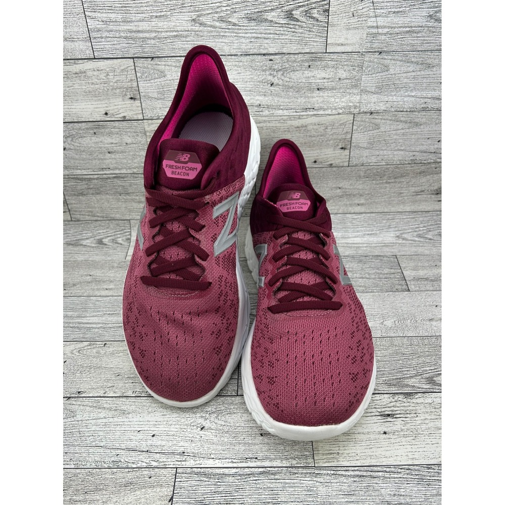 New Balance Fresh Foam Beacon Women Sz 8.5B Burgundy Pink Running Shoes WBECNBW